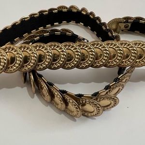 Vintage 1970s Gold Tone Coin Disc Stretch Belt Waist 24"-35" Well Made  Quality